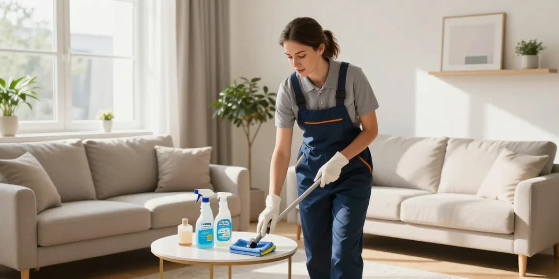 Professional cleaner from reinigungsfirma bern enhancing the beauty of a modern apartment.