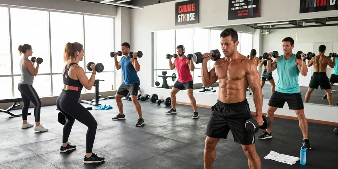 Kraftsportler, die in einem hellen Fitnessstudio trainieren und das Erlebnis des Anabolika Shop Deutschland für Fitness und Muskelentwicklung veranschaulichen.