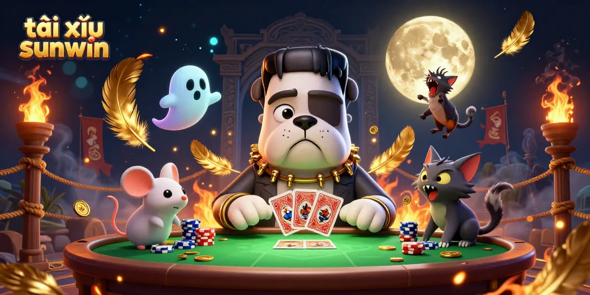 Engage in thrilling gameplay of tài xỉu sunwin at a lively casino table with unique characters.