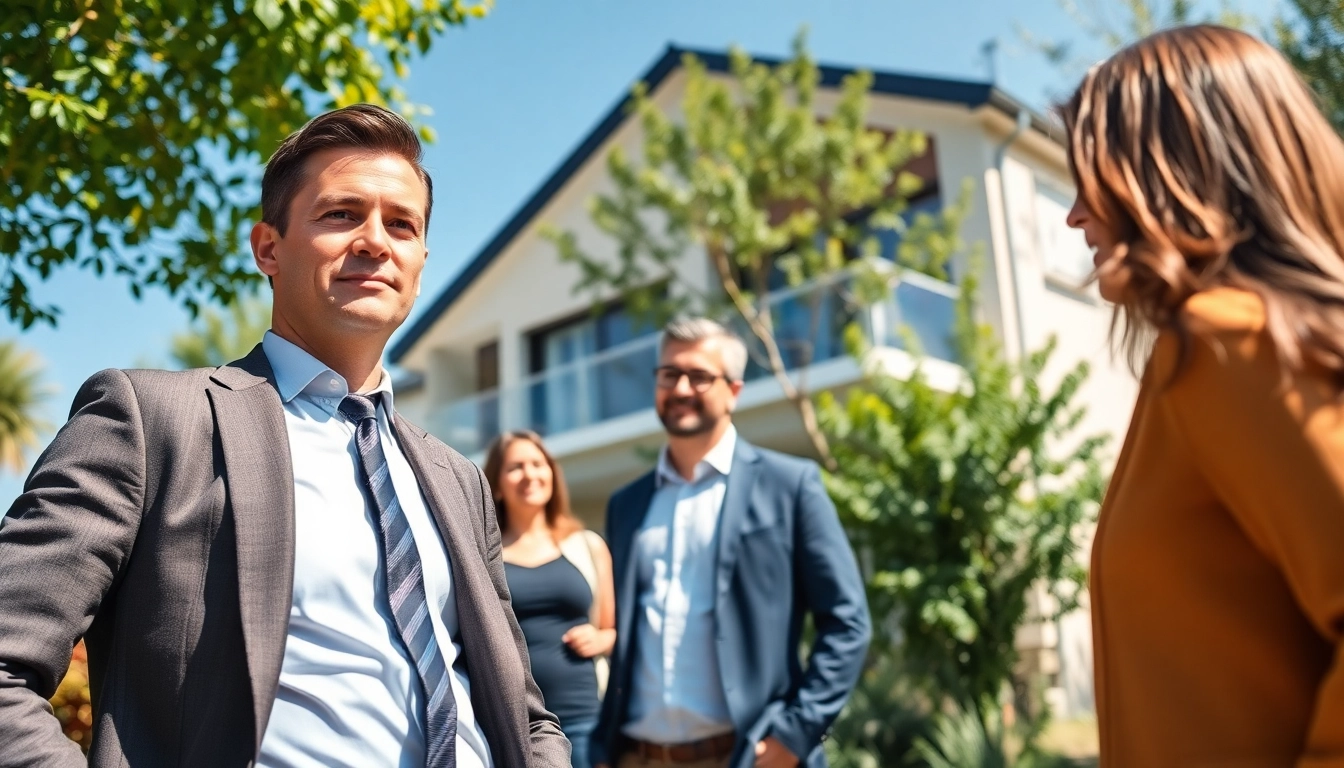 Immobilienmakler Frankfurt Eckenheim berät Kunden vor malerischem Wohnhaus.