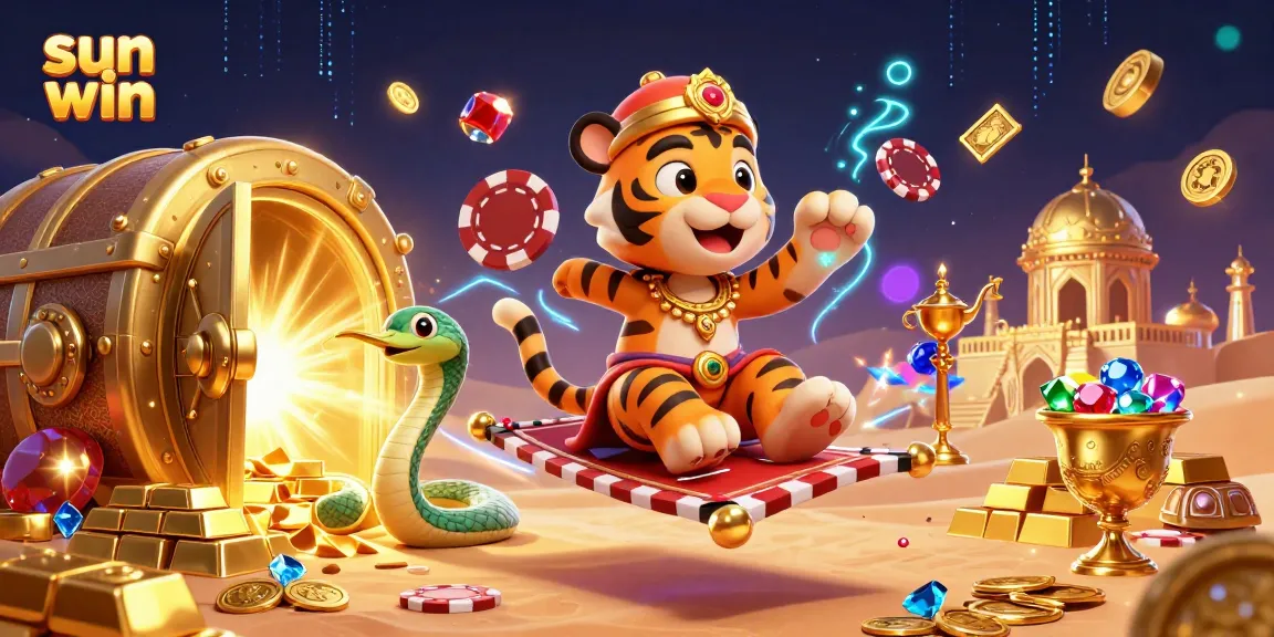 Engage with thrilling gameplay at sun win featuring a vibrant 3D casino scene full of treasures.