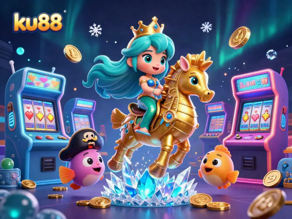 Join the thrilling fun with ku88, where a mermaid princess rides a golden seahorse in an exciting casino adventure.