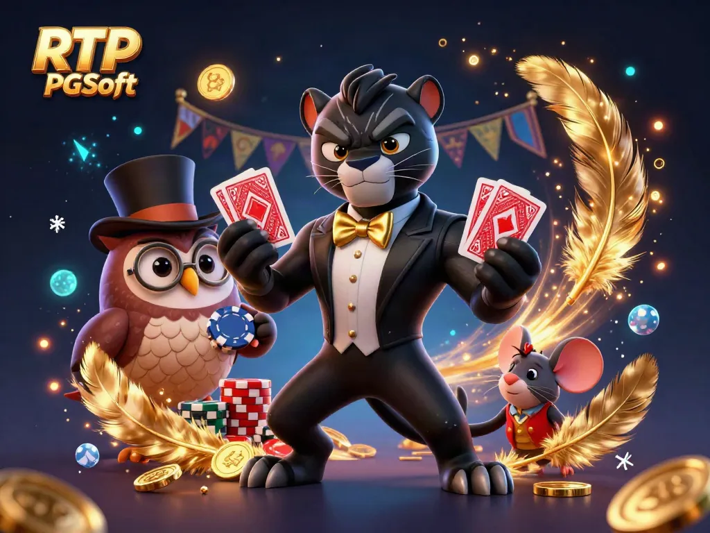 Engage with RTP PG Soft while stylish characters deal cards in a colorful casino scene.