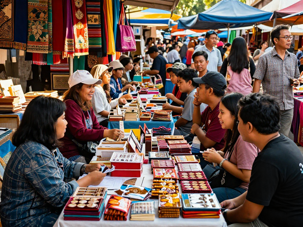rokok88 supports local UMKM with vibrant market scene showcasing unique Indonesian products.