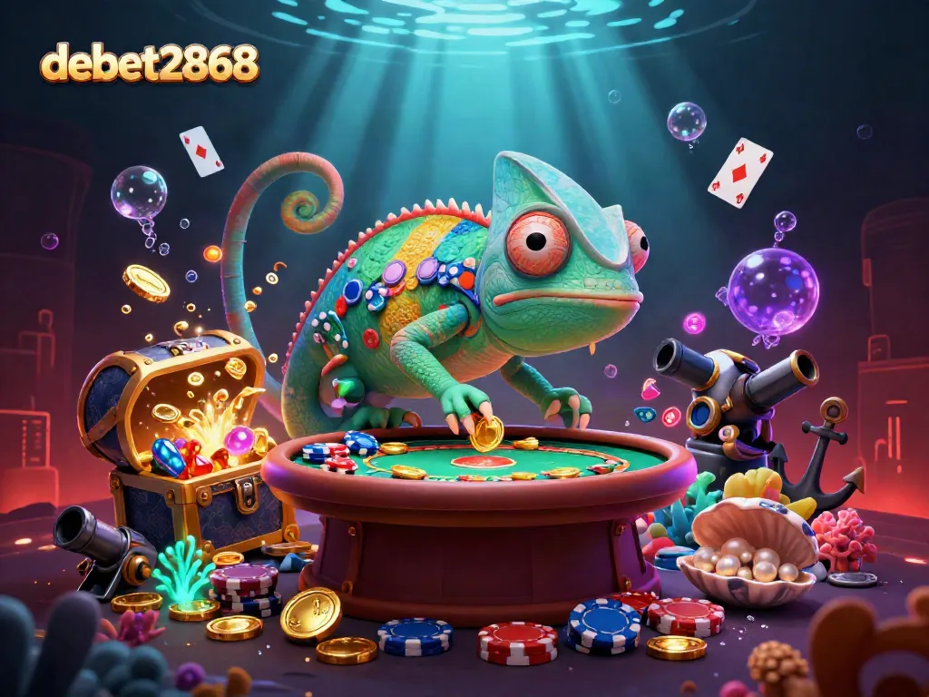 Engage in thrilling gameplay with debet2868 at its vibrant online casino, featuring a chameleon owner and exciting game elements.