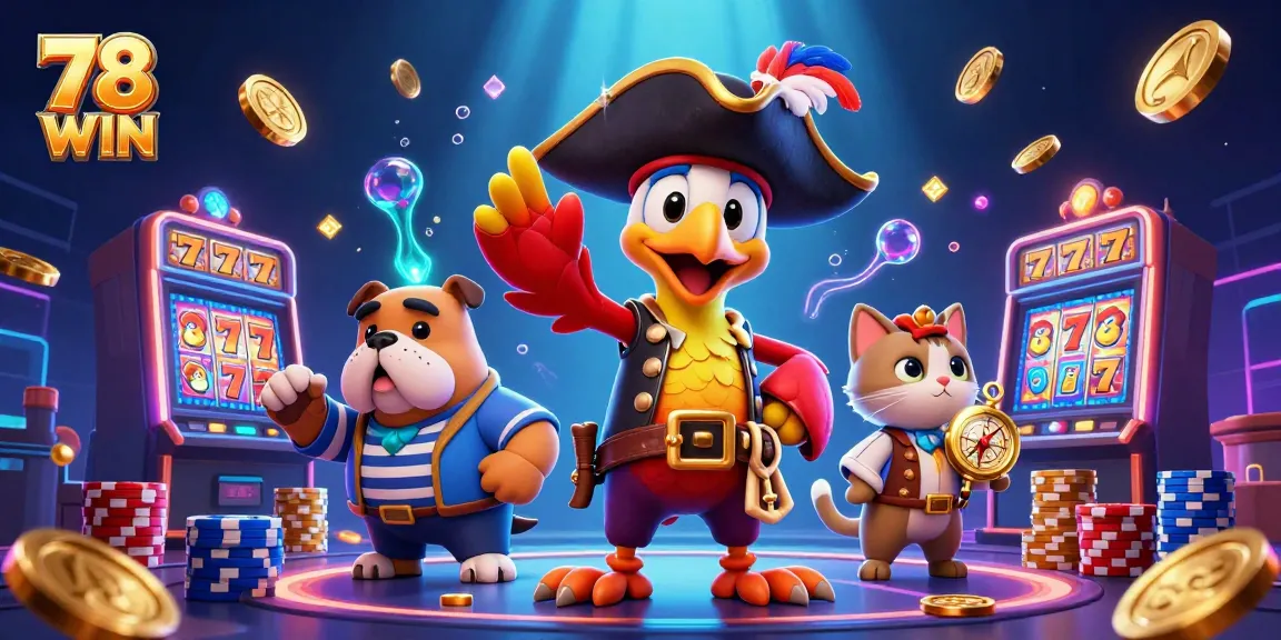 Experience the excitement of 78 WIN with vibrant games and captivating characters in a rich casino environment.