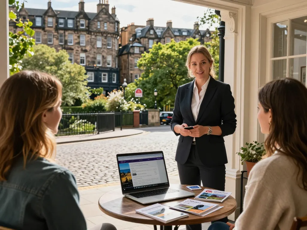 airbnb management edinburgh insights during property discussion with a local manager in historic setting