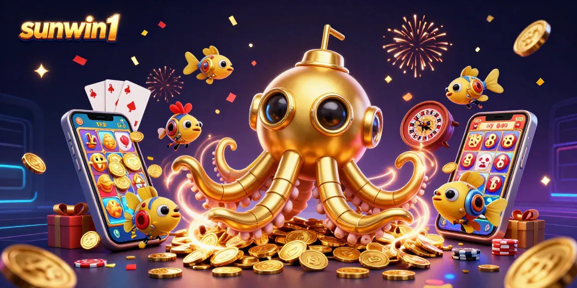 Experience thrilling gameplay with sunwin1 in this vibrant 3D casino illustration.