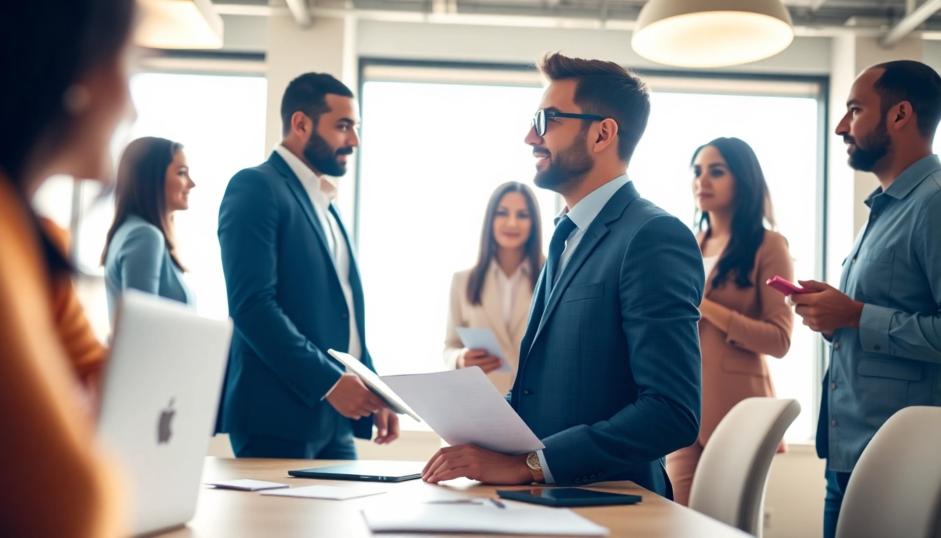 Headhunter IT im modernen Büro bei der Bewerbung von Talenten aktiv.