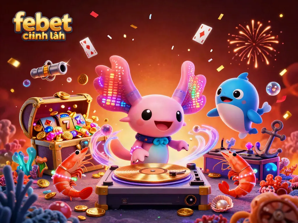 Experience the excitement of febet chính hãng's online casino with a vibrant, immersive underwater scene.