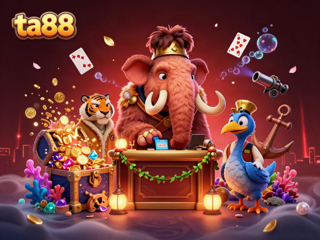 Experience excitement at ta88 with a vibrant casino scene featuring unique animal characters.