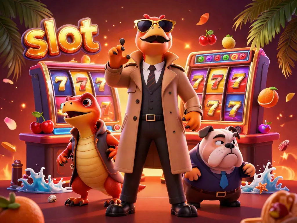 Exciting slot game scene featuring raptors in disguise, slot reels, and vibrant casino elements.