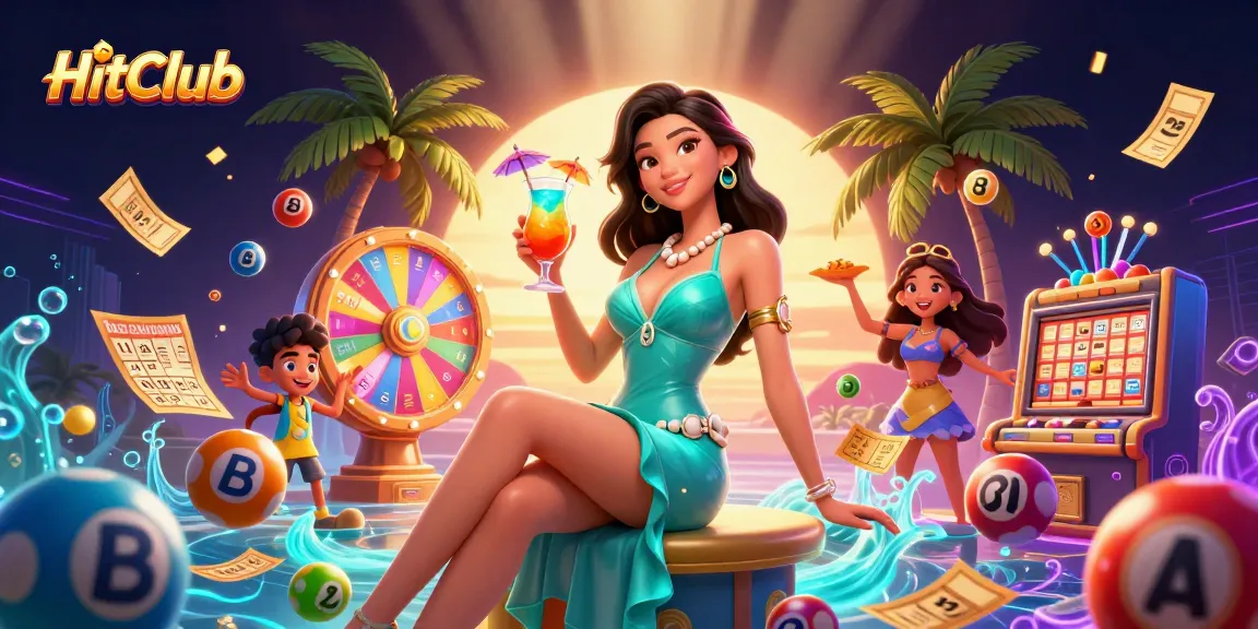 Enjoy thrilling winning moments at HitClub with vibrant lottery balls and exciting casino elements.