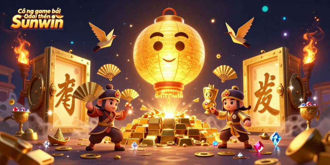 Experience the thrilling Cổng game bài đổi thưởng Sunwin with vivid elements and golden treasures.