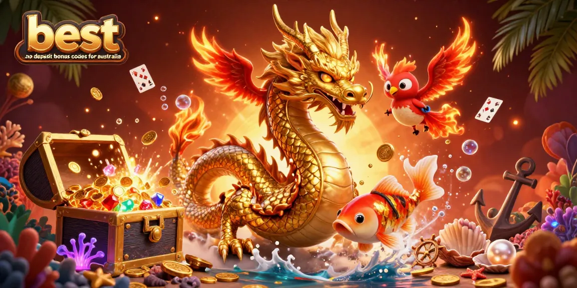 Explore best no deposit bonus codes for australia in a vibrant 3D illustrated casino scene