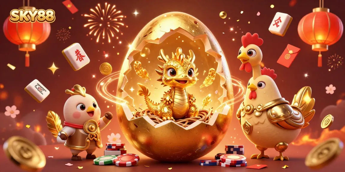 Engage with thrilling games at SKY88 Casino featuring golden dragons and vivid celebrations.